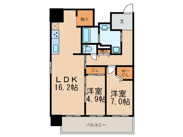 ｳｪﾙﾌﾞﾗｲﾄ博多ｽﾃｰｼｮﾝの物件間取画像